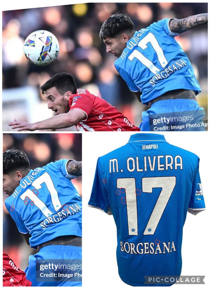 那不勒斯 - 義大利甲組足球聯賽 - Mathias Olivera match worn unwashed Monza -NAPOLI 0-1 - 2025 - 足球衫 #1.0