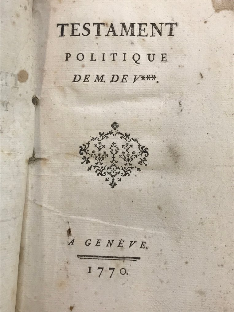 [Voltaire] - Testament politique de M. de V*** - 1770 #1.0