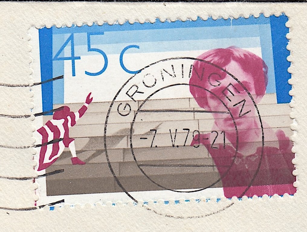 Netherlands 1978 - Eduard Verkade, missing variety of dark brown text Netherlands, on an actual walked envelope. - NVPH 1166f #4.3