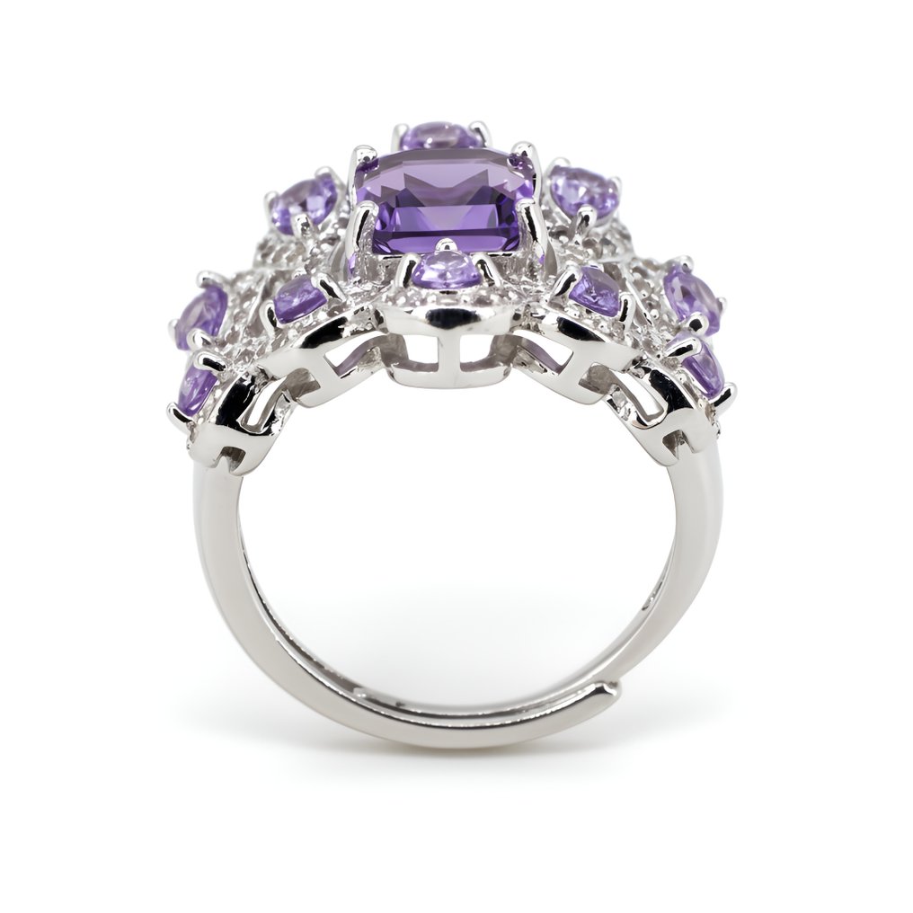 沒有保留價 - 戒指 鍍金 紫水晶 - 黃玉 - 18克拉金镀层 #3.2