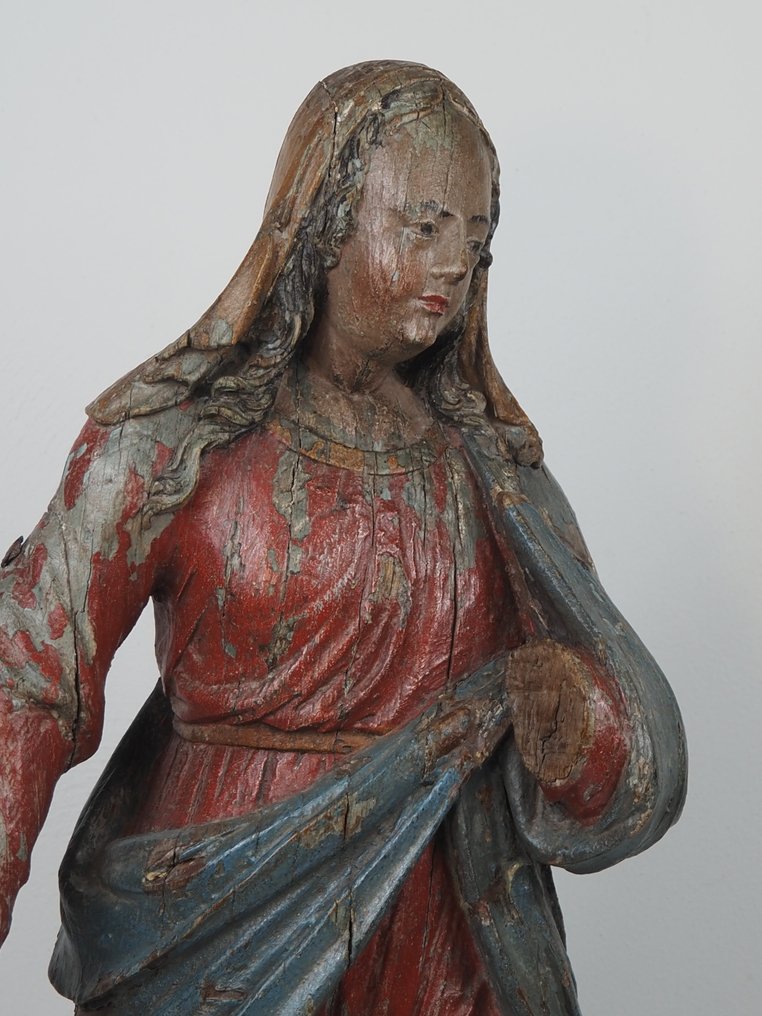 Sculpture, Figure of the Virgin, Kneeling - 50 cm - Bois #2.1