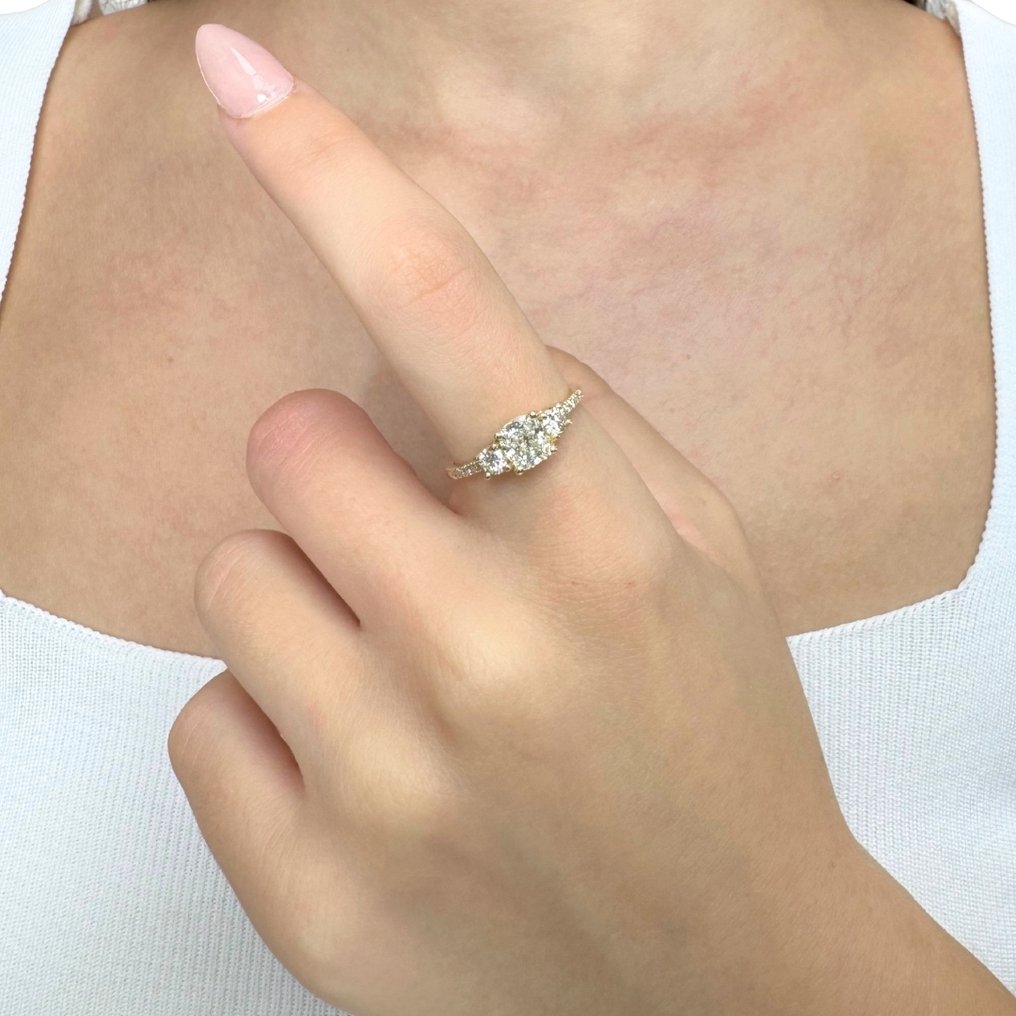 Gyűrű - 18 kt. Sárga arany -  1.28ct. tw. Gyémánt (Természetes) - Gyémánt #3.2