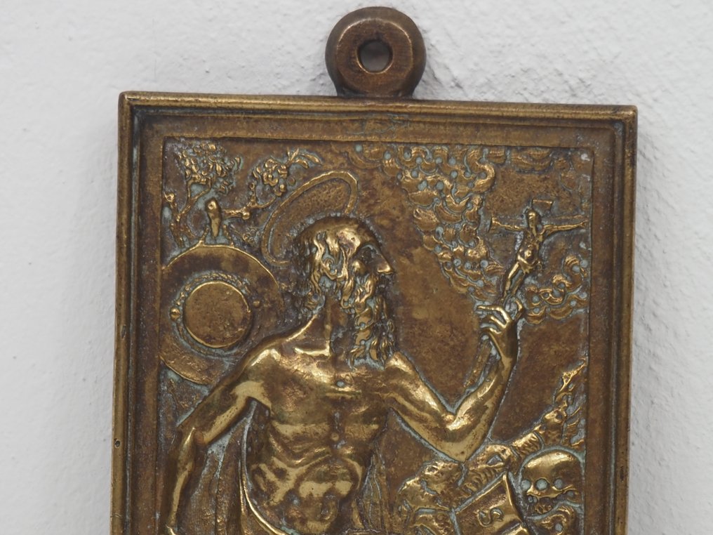 Dombormű, Saint Jerome in the Wilderness - 11.5 cm - Bronz #1.0