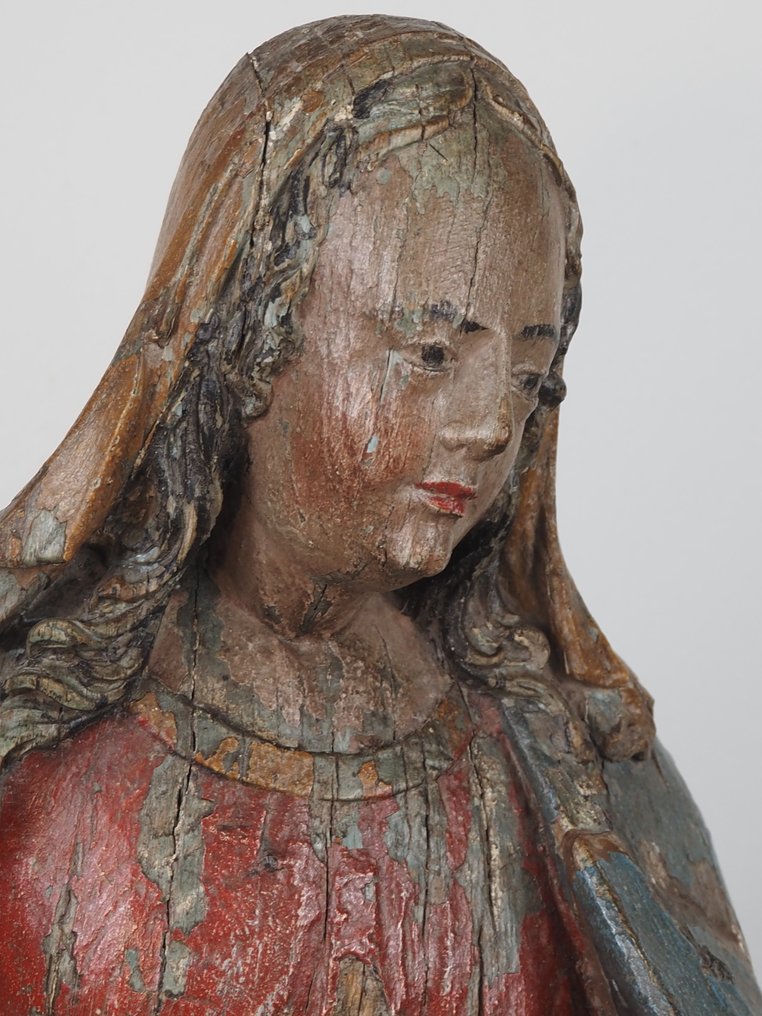 Sculpture, Figure of the Virgin, Kneeling - 50 cm - Bois #3.2