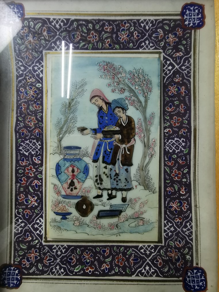 Placca a muro in miniatura - Legno e mosaico, Osso - Middle East - second half 20th century #2.1