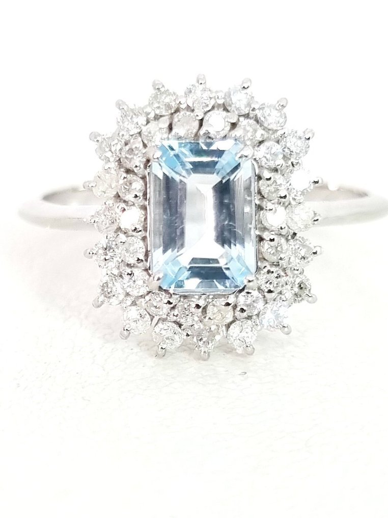 Ring - 18 kt Weißgold Aquamarin - Diamant #2.1