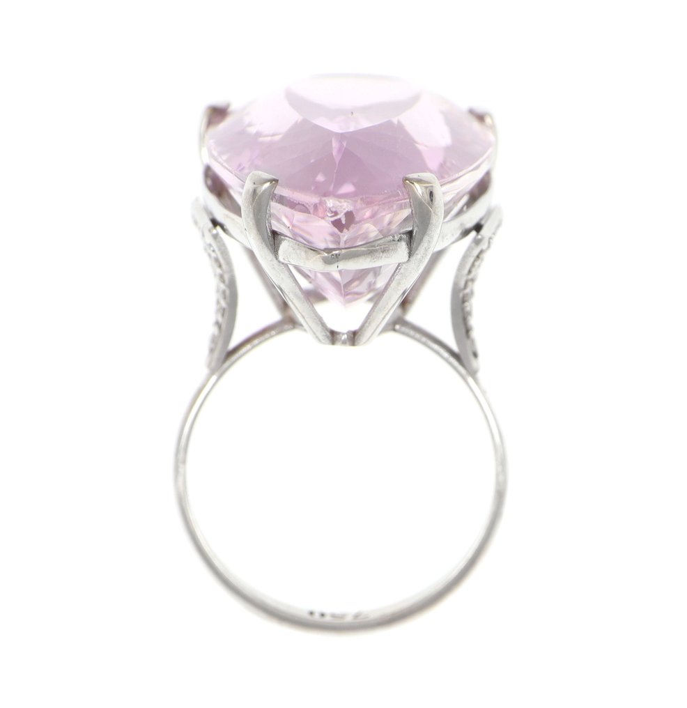 戒指 - 18K包金 白金 紫锂辉石 - 钻石 #2.1