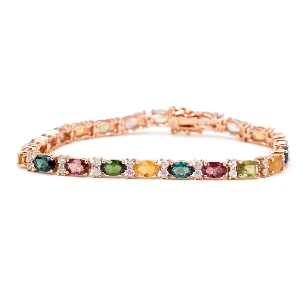 沒有保留價 - 手鈪 鍍金 電氣石 - 黃玉 - 18克拉金镀层 #1.0