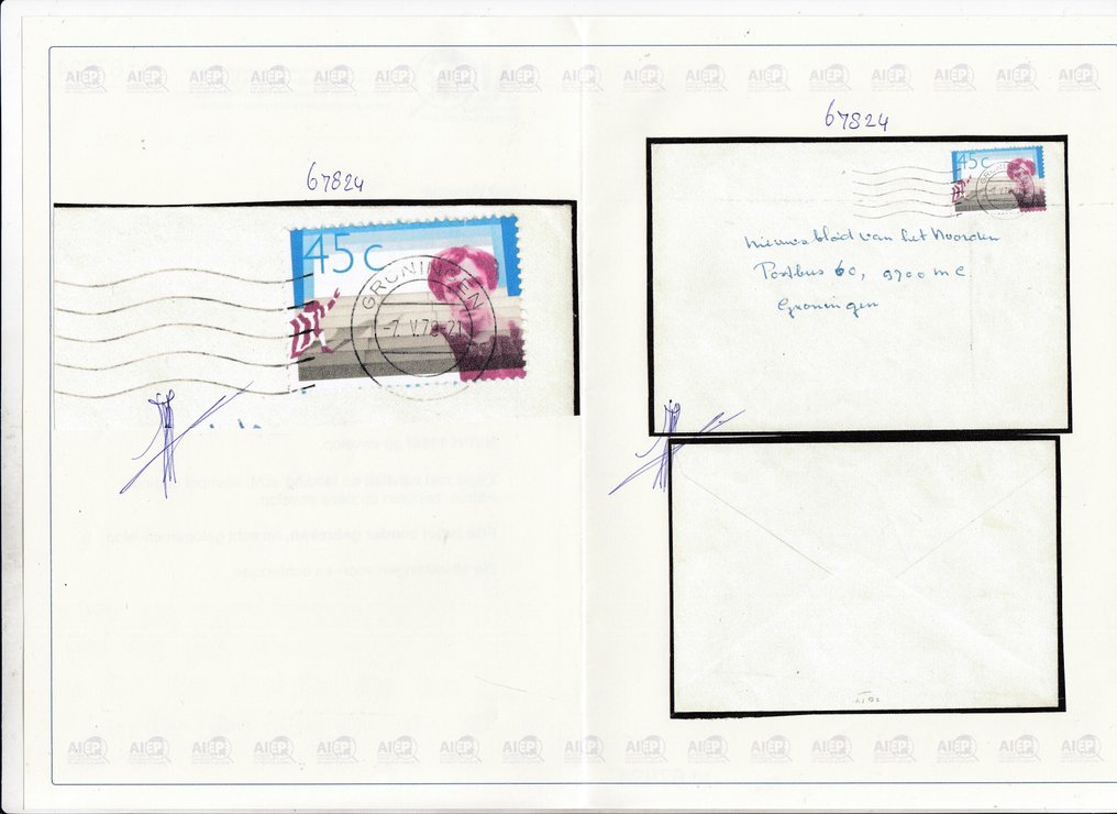 Netherlands 1978 - Eduard Verkade, missing variety of dark brown text Netherlands, on an actual walked envelope. - NVPH 1166f #3.2