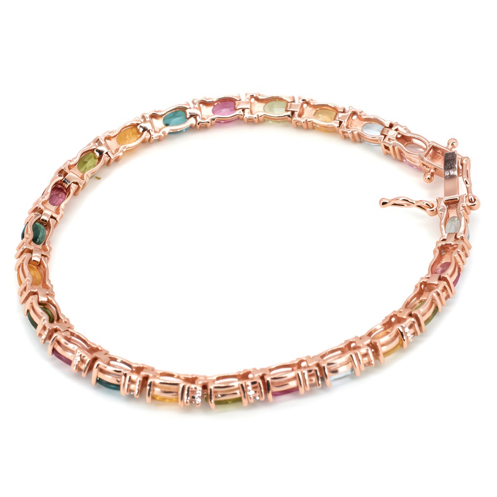 沒有保留價 - 手鈪 鍍金 電氣石 - 黃玉 - 18克拉金镀层 #4.3