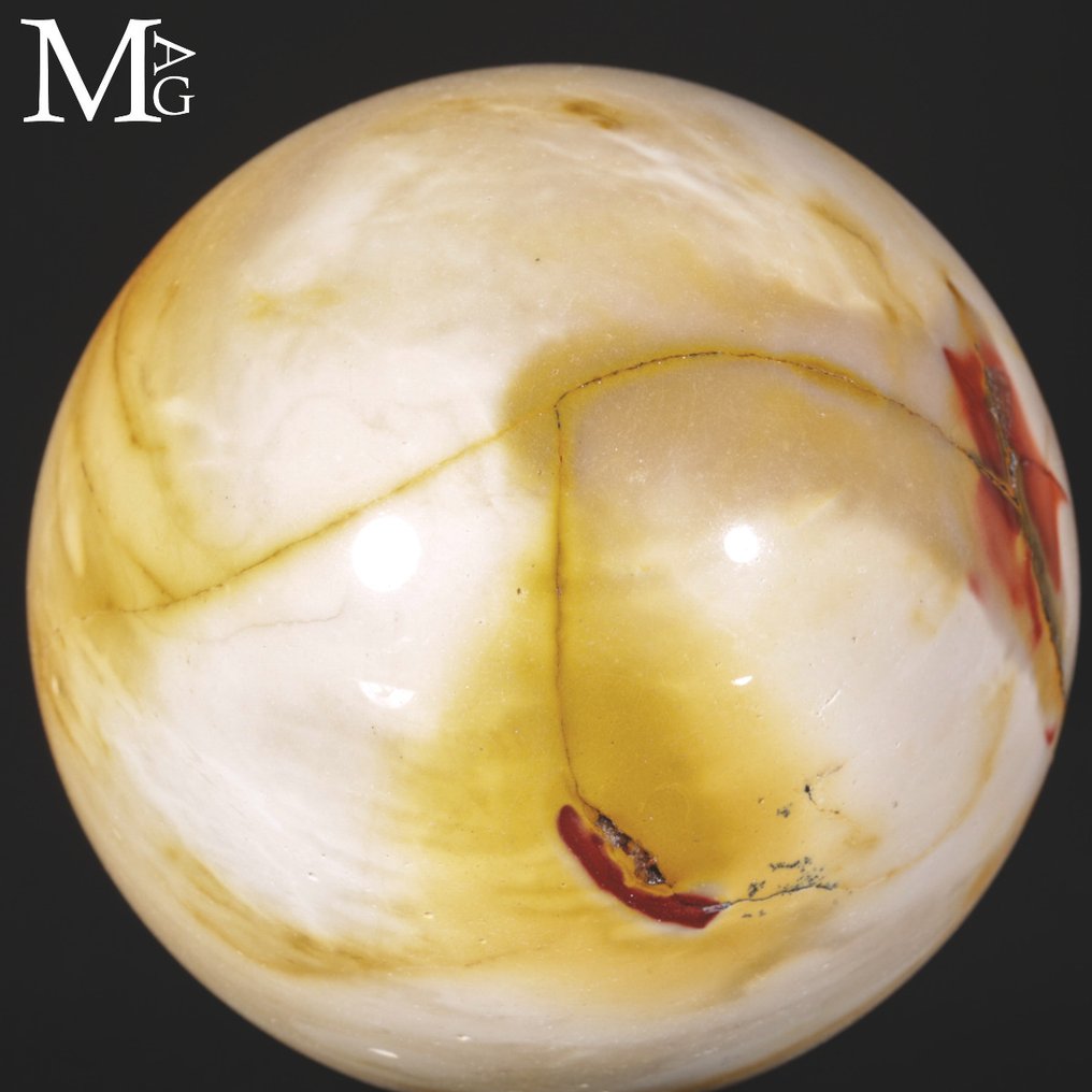 Yellow Cream Mookaite Sphere – Australia Wonderful Mookaite Sphere - High Quality Mookaite Jasper - Collector's Sphere - Height: 69 mm - Width: 69 mm- 434 g #4.3