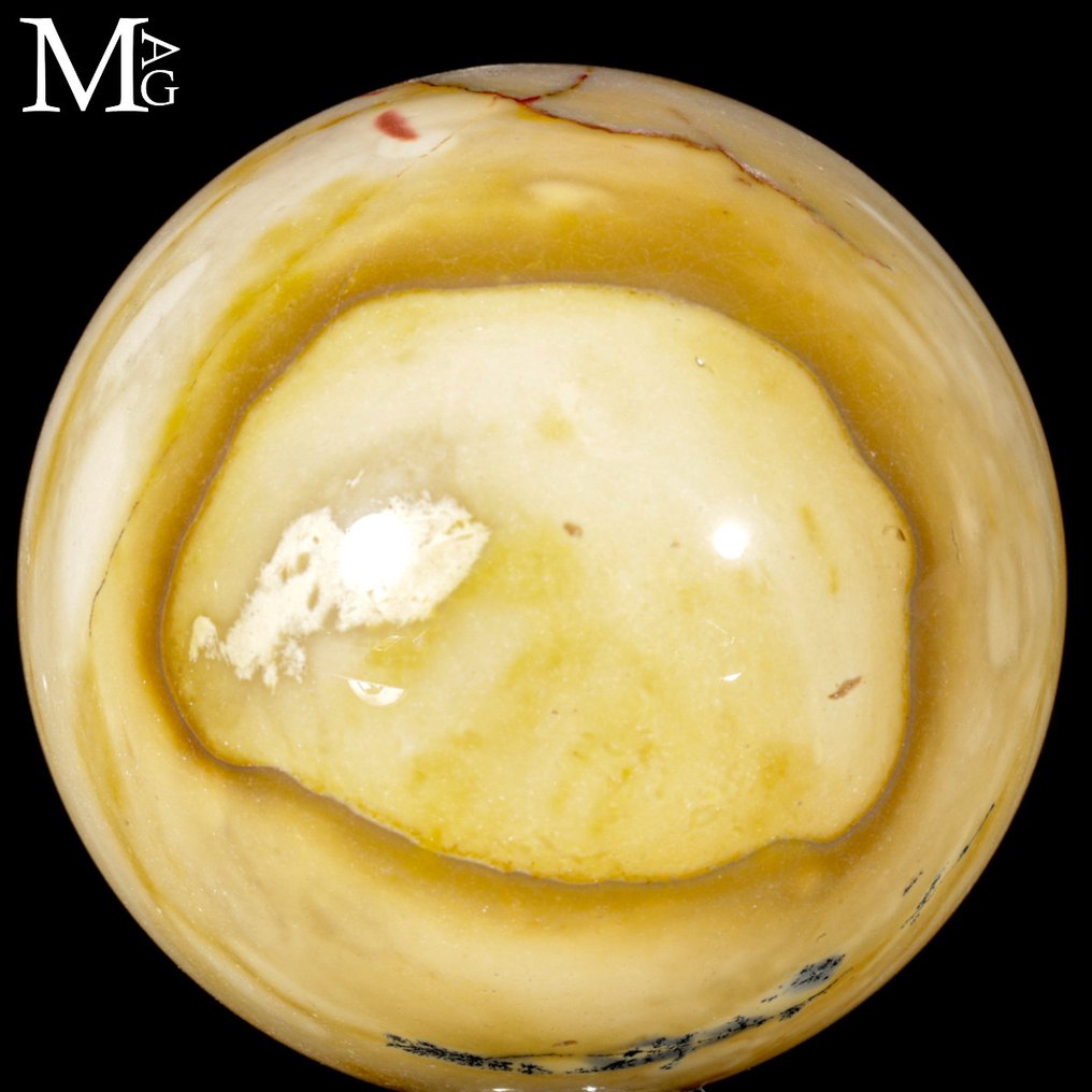 Yellow Cream Mookaite Sphere – Australia Wonderful Mookaite Sphere - High Quality Mookaite Jasper - Collector's Sphere - Height: 69 mm - Width: 69 mm- 434 g #1.0