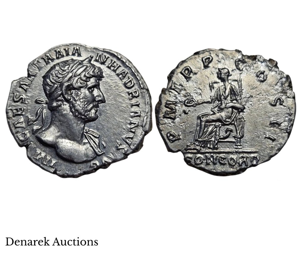Império Romano. Adriano (117-138 d.C.). Denarius Rome - Concordia (Sem preço de reserva) #1.0