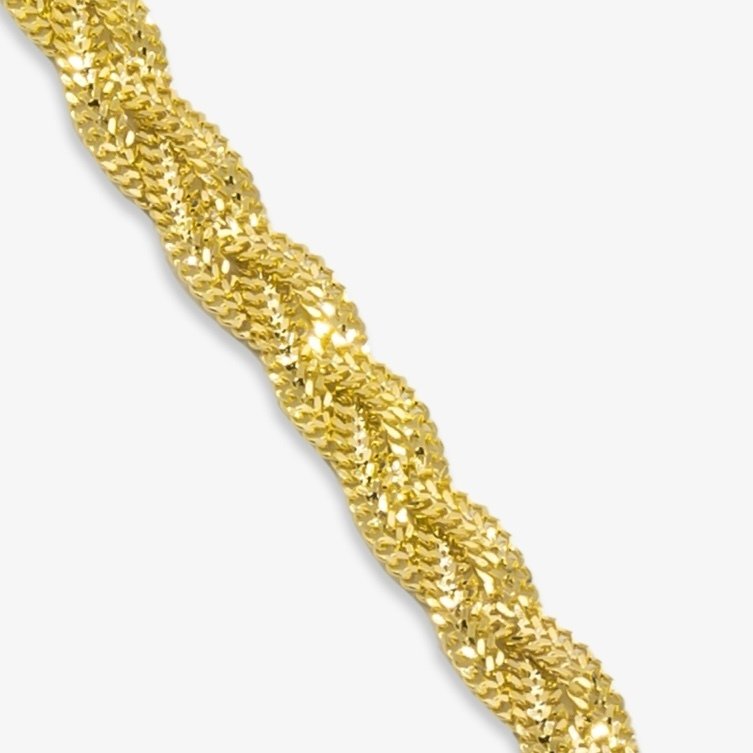 Handmade - Βραχιόλι αλυσίδα - 14 καράτια Κίτρινο χρυσό - Braid Σιγκαπούρη - 5 mm #1.0