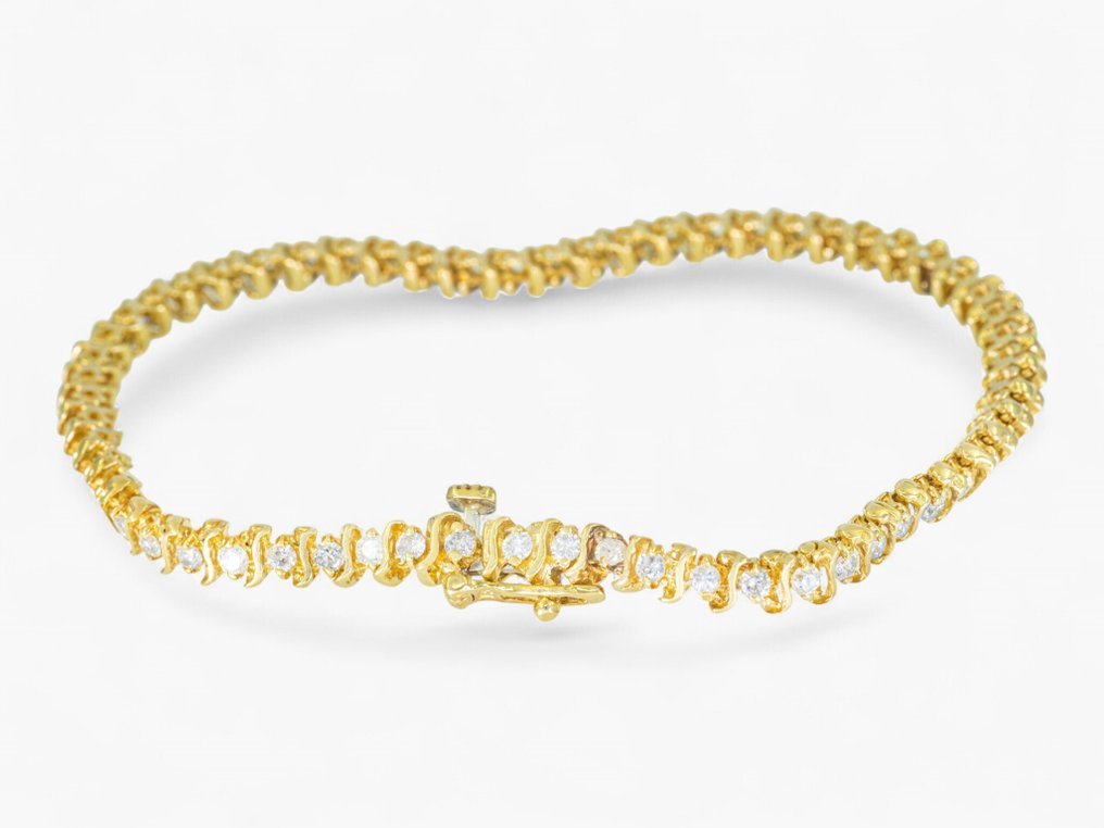 Nincs minimálár - Karkötő - 14 kt. HRD Antwerp - 8,03 gramm, Sárga arany -  2.40ct. tw. Gyémánt (Természetes) #3.2