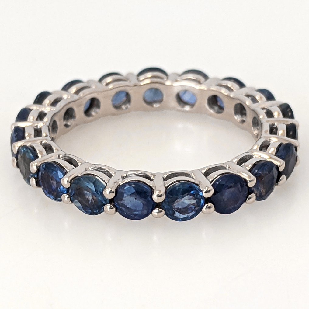 Sem preço de reserva - Anel - 14 K Ouro branco -  4.20ct. tw. Safira - GWLAB #4.3