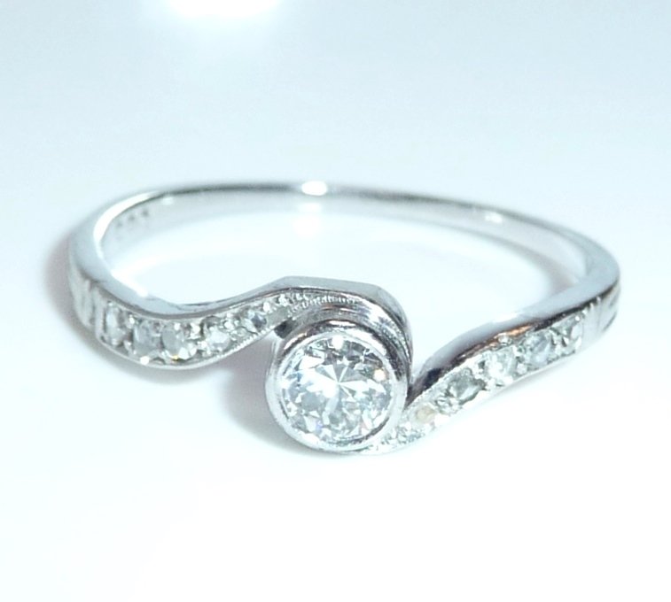 Δαχτυλίδι - 14 καράτια Λευκός χρυσός -  0.40ct. tw. Διαμάντι (Φυσικό)  - Το μέγεθος 57,5 είναι μεταβλητό. #1.0