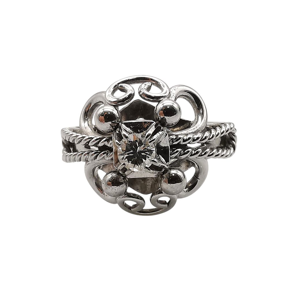 戒指 - 18K包金 白金 - 0.22ct. tw. 钻石 (天然) #2.1