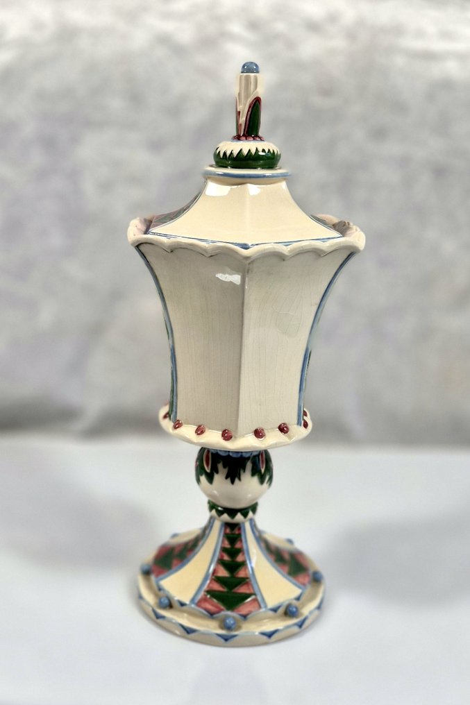 Karlsruhe Majolika Manufaktur - Art Deco Willy MÜNCH-KEH - 带盖花瓶 (2) - 马爵利卡陶 #1.0