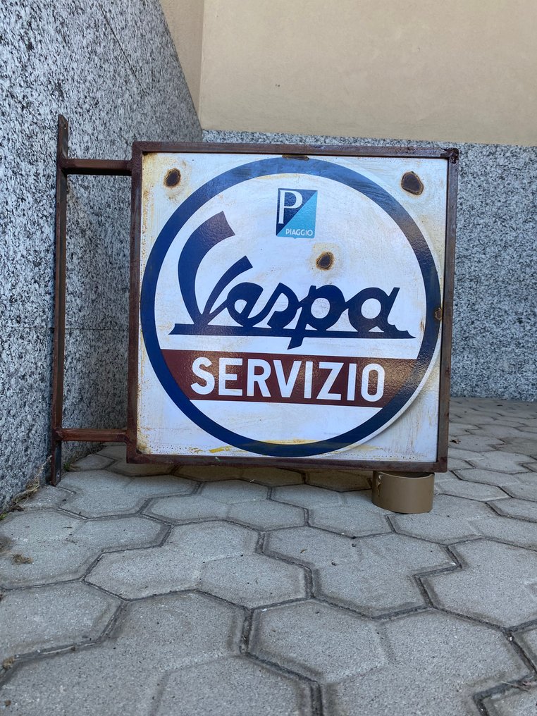 vespa - vespa - Wall plate - Wrought iron - Double-sided Vespa sign #1.0