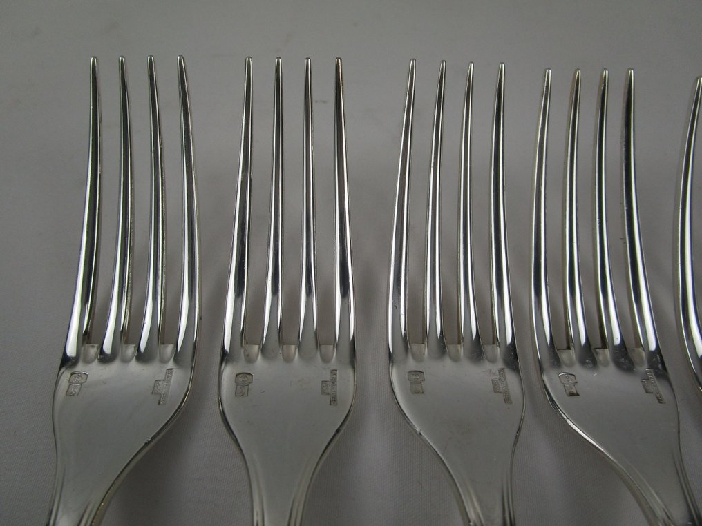 Christofle - Luc Lanel - 叉 - 美国 - 鍍銀 - 6把前菜叉 - 约17.1厘米 - 未使用 #1.0