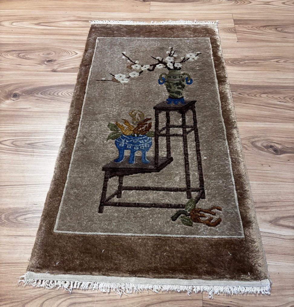 China - 小地毯 - 0.94 m - 0.34 m - 亚洲艺术装饰丝绸纯正！ #1.0