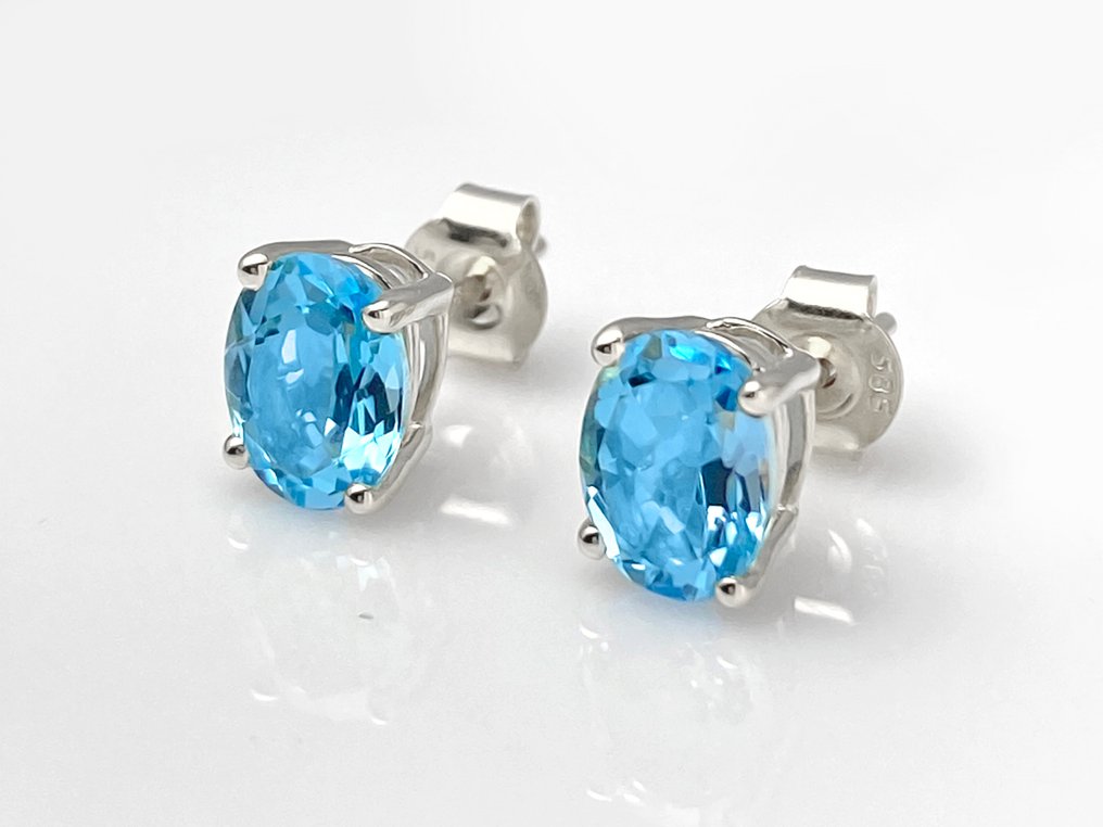 Sem preço de reserva - Brincos - 14 K Ouro branco -  2.85ct. tw. Topázio #4.3