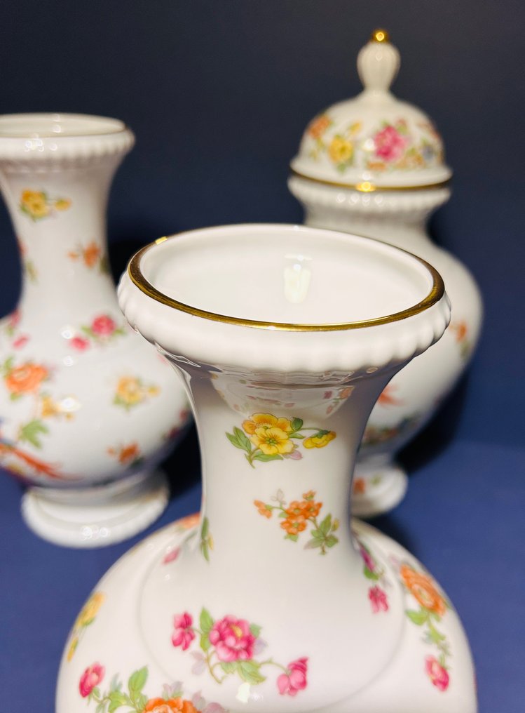 Bareuther Waldsassen Bavaria - Factory design - hand-painted décor - Vaas (3) -  Model 1172 / Decor 5027 - Fijne porselein met 24-karaatsgouddetails #4.3