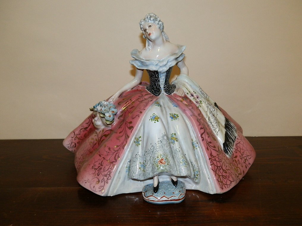 Bertolotti, Milano - Statue, Dama, anni'40 - 16 cm - Töpferware #1.0