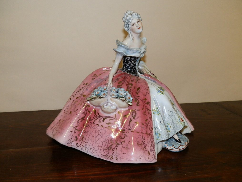 Bertolotti, Milano - Statue, Dama, anni'40 - 16 cm - Töpferware #1.0