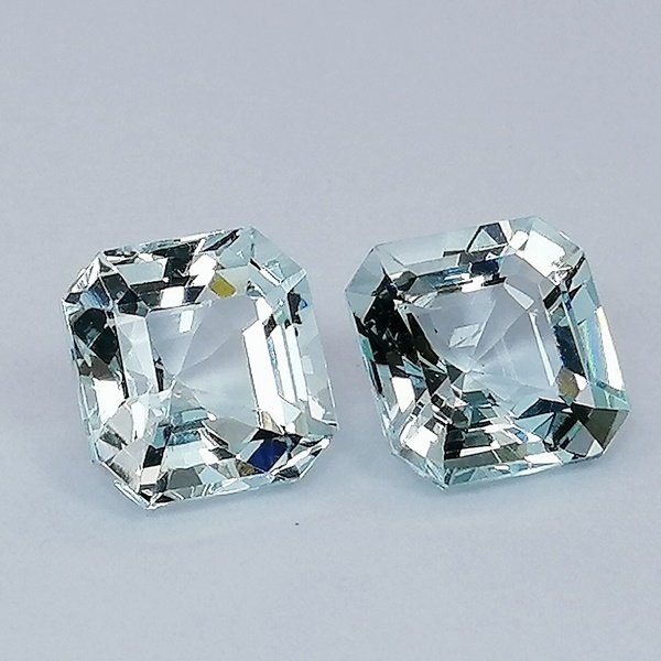 2 pcs Akvamarin - 7.44 ct - Instituto Gemólogico Español (IGE) - Uden behandling #1.0