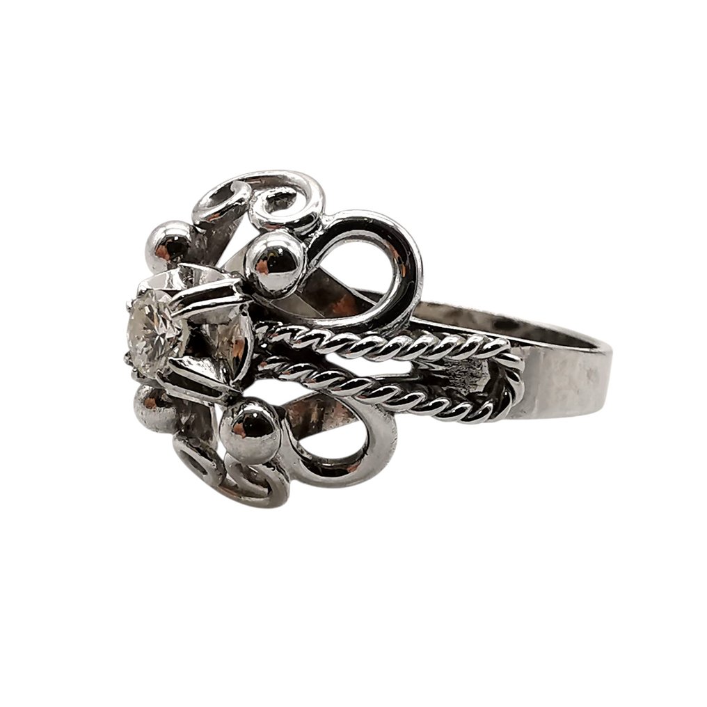 戒指 - 18K包金 白金 - 0.22ct. tw. 钻石 (天然) #3.2