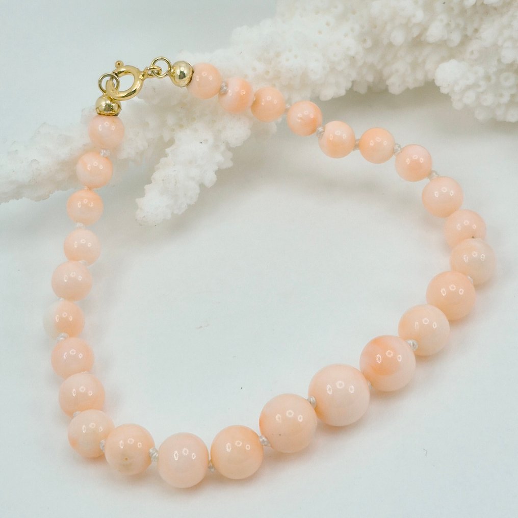 Corallo - Argento, Placcato oro - Bracciale - CORALLO ROSA #1.0