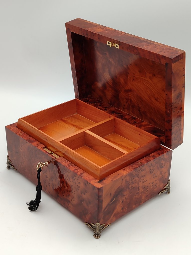  婚礼箱 - 首饰盒，紫檀木放大镜，珍珠母，镶嵌工艺，生命树，黄铜 - 1990-2000  #4.3