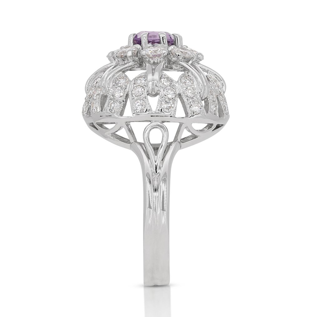 No Reserve Price - Ring - 14 kt. White gold -  2.62ct. tw. Amethyst - Diamond - Captivating Ring #4.3