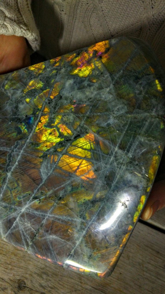 Colore raro Chemeleon - Viola + Rosa + Opale - Colori dorati Labradorite Forma libera - Altezza: 20 cm - Larghezza: 15 cm- 2775 g #3.2