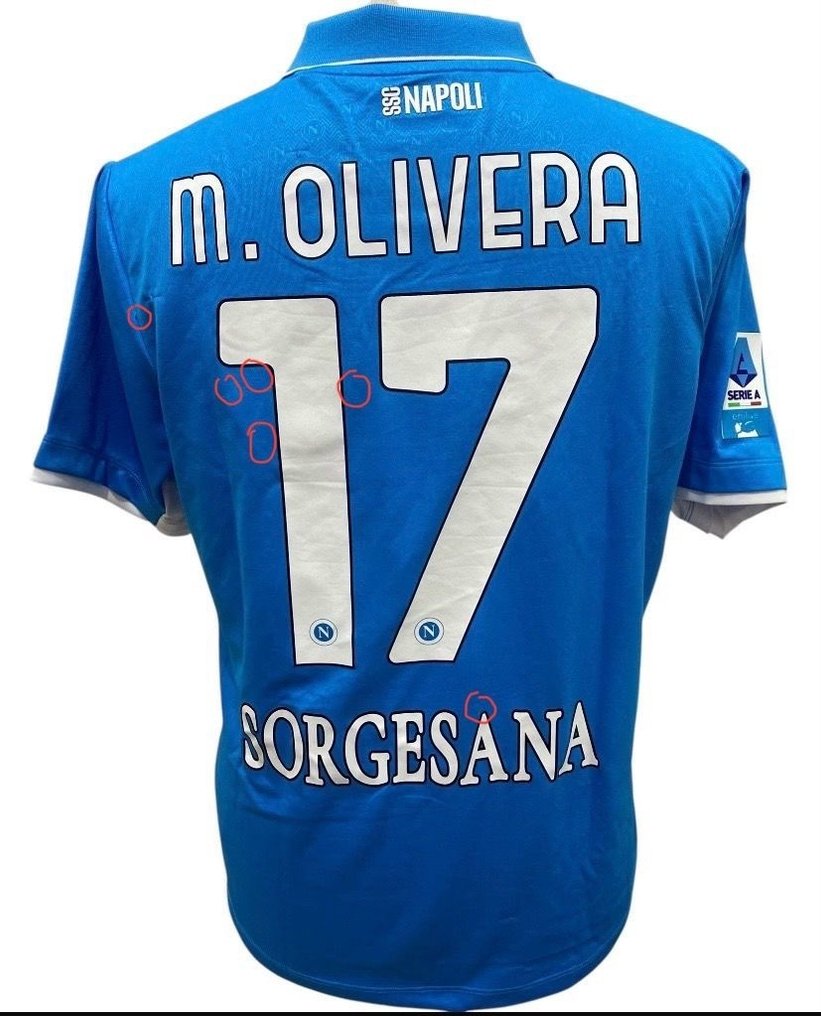 那不勒斯 - 義大利甲組足球聯賽 - Mathias Olivera match worn unwashed Monza -NAPOLI 0-1 - 2025 - 足球衫 #1.0