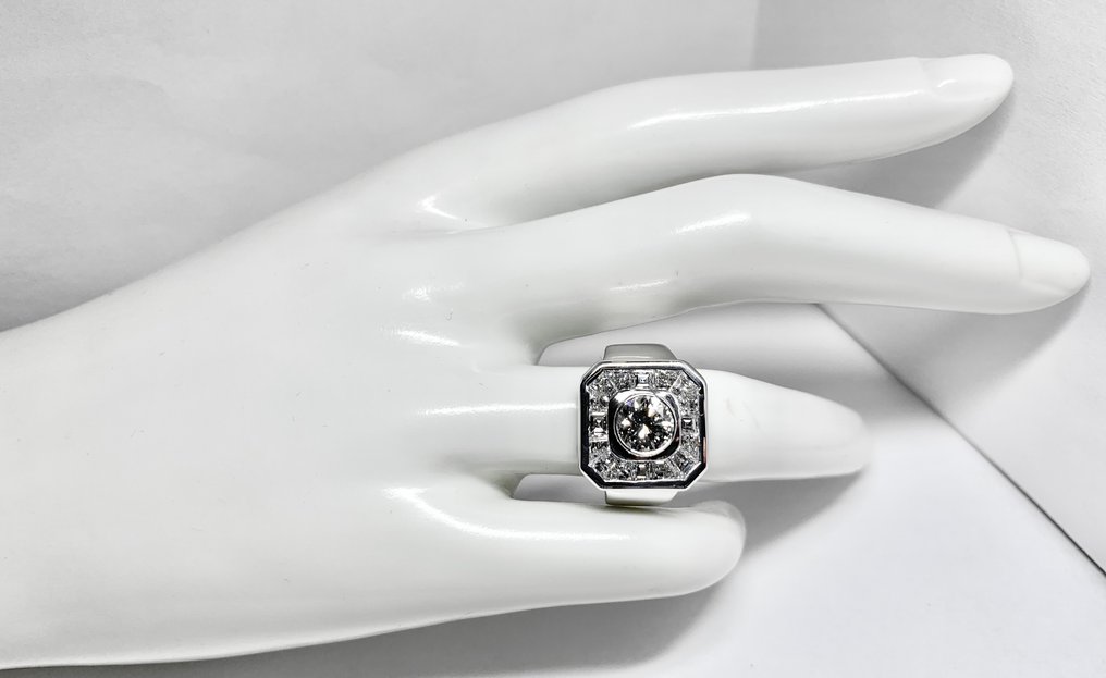 大戒指 - 18K包金 白金 - 1.75ct. tw. 钻石 (天然) - 精彩的戒指 #2.1