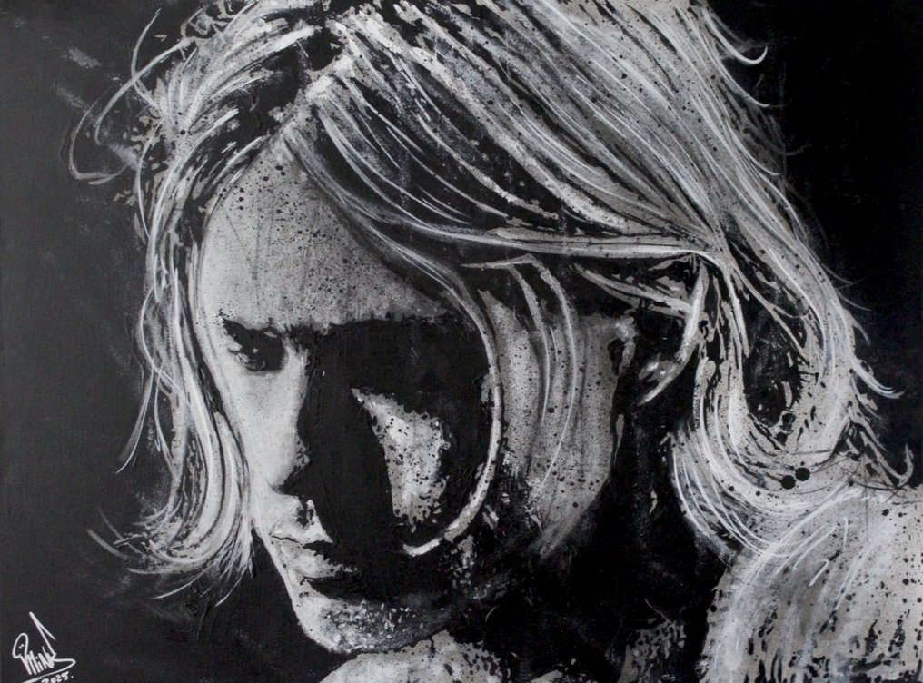 Nirvana - Kurt Cobain - handpainted and signed painting - by artist Vincent Mink. #2.1