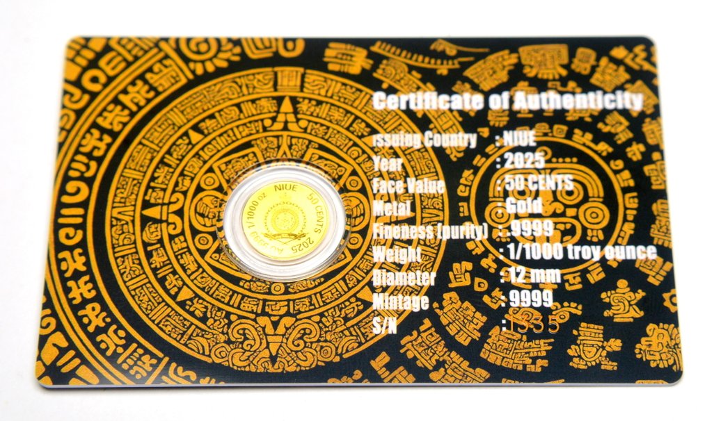 Νιούε. 50 Cents 2025 Aztec Calendar 1/1000oz (.999)  (χωρίς τιμή ασφαλείας) #3.2