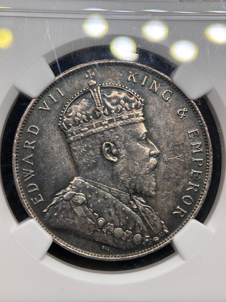 Straits települések. Edward VII. 1 Dollar 1908 NGC UNC  (Nincs minimálár) #1.0