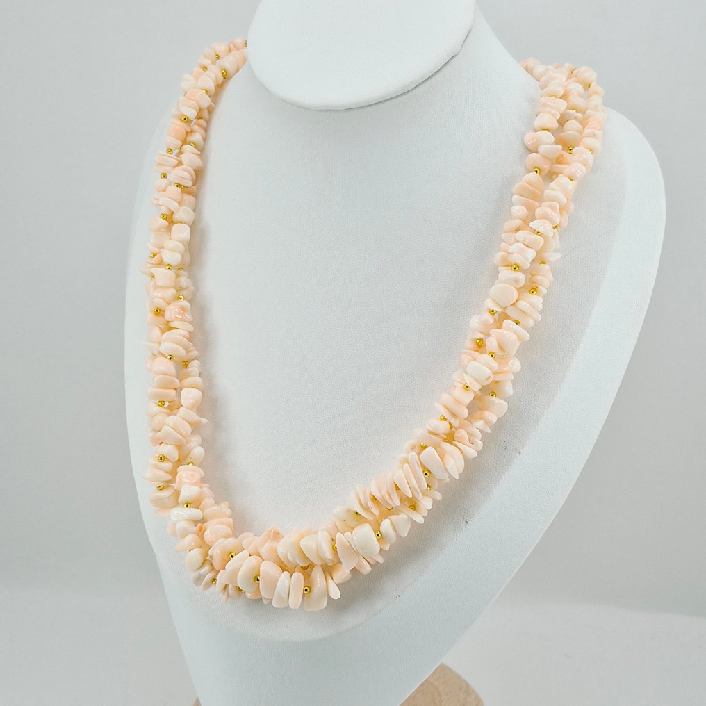 珊瑚 - 銀, 鍍金 - 頸鏈 - CORALLO ROSATO #1.0