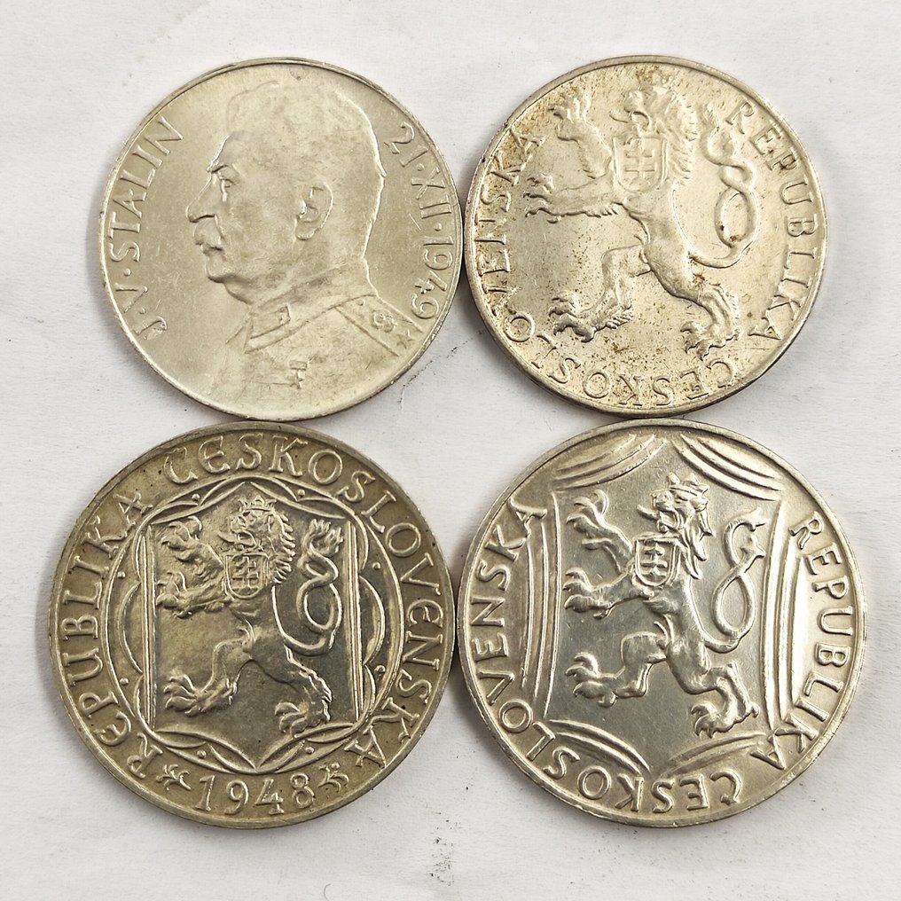 Csehszlovákia. 4 Silver Coins (2 x 50 Korun + 2x 100 Korun) -48g 1948/1949 (Nincs minimálár) #1.0
