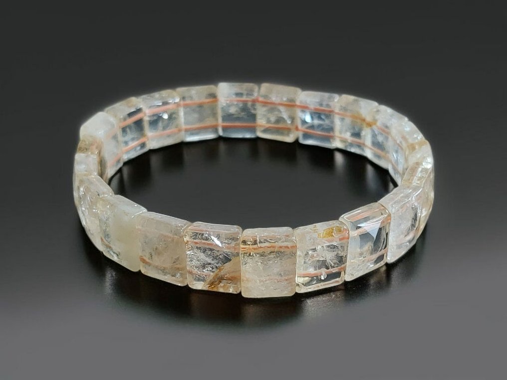 Κιτρίνης. Βραχιόλι με πολύπλευρες όψεις καλής ποιότητας. Φυσική ακατέργαστη πέτρα. - Ύψος: 1.2 cm - Πλάτος: 0.3 cm- 28 g #1.0