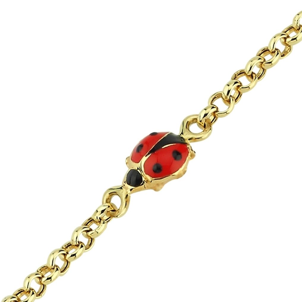 Handmade - Armbånd - 14 karat Gull - Tre marihøner #4.3