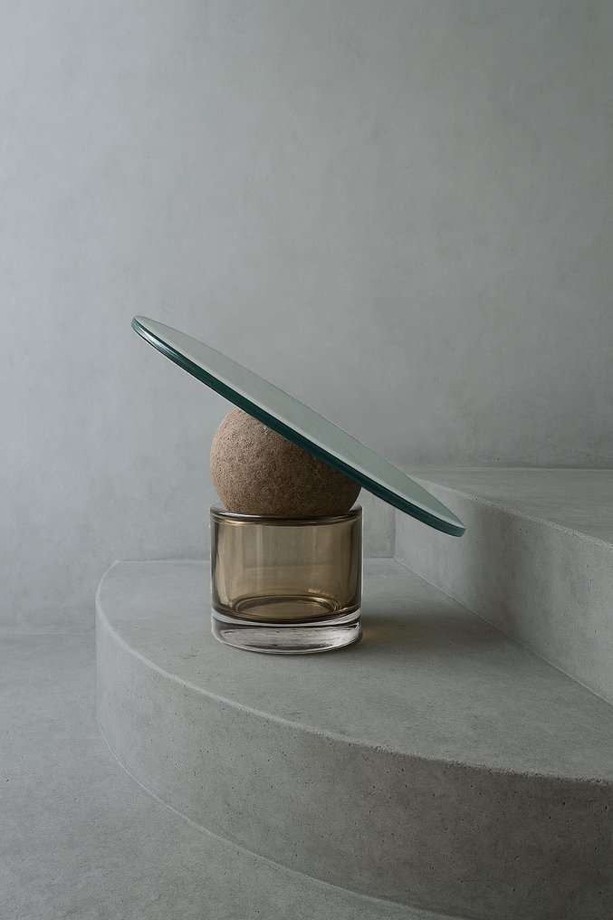 Clémence Birot - Table mirror- Astra 24 - Amber - Handmade blown glass, shiny #1.0