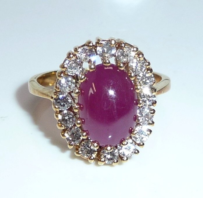 Ring - 18 kt. Yellow gold - 3.44ct. tw. Diamond (Natural) - Ruby - Size 51 is resizable. #1.0