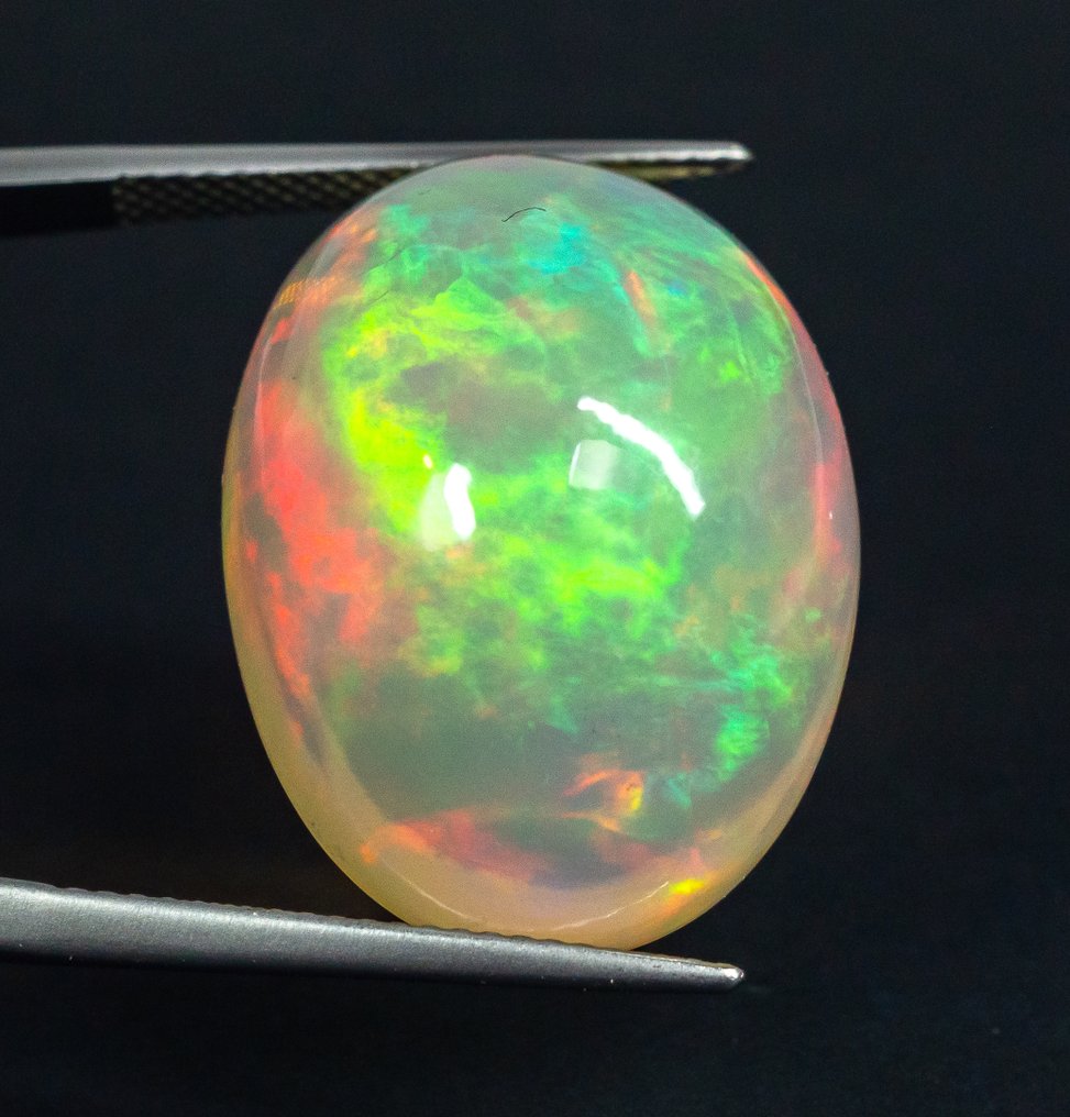 Senza prezzo di riserva Opale - 26.91 ct - Antwerp Laboratory for Gemstone Testing (ALGT) - Arancione 'Play of Colors' #1.0