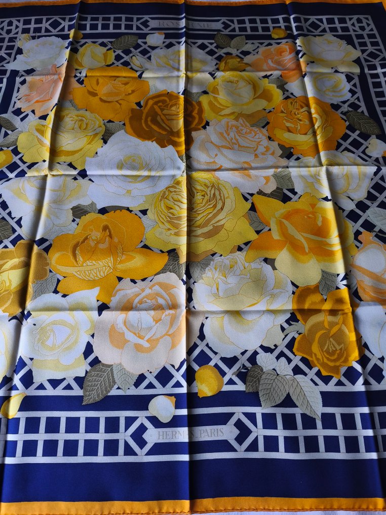 Hermès - ROSERAIE by Christiane Vauzelles - 印图开司米围巾 #1.0