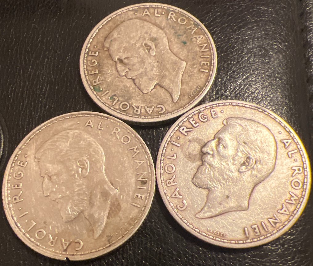 Ρουμανία. Carol I. 2 Lei 3x 1910/1912 (χωρίς τιμή ασφαλείας) #3.2